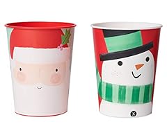 Santa and Snowman 16 oz. Reusable Plastic Cups