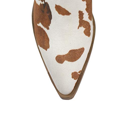 ARIDER ARiderGirl Dean Womens Western Booties with Cow Print Slip On V Cut Stacked Heel Boots4