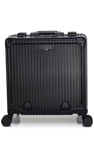Image of Verage Luxe Celeste Pro Overnighter 48 cms Cabin Luggage Carry On Polycarbonate 8 Wheel Suitcase Laptop Trolley (Black)