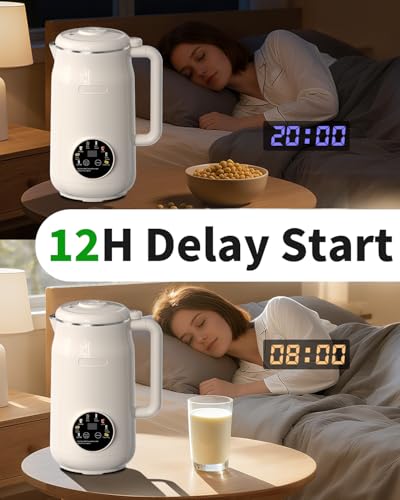 Image of 8-in-1 Nut Milk Maker, 50oz Automatic Soy Milk Machine, 10-Blade Blender | Soybean No Soaking Required Beforehand, Homemade Oat, Almond Milk, Juice, Delay Start, Keep Warm, Boil Water, Self Cleaning