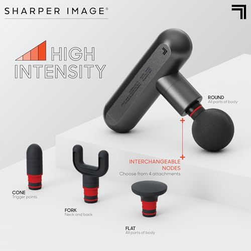 image for Sharper Image Powerboost Move - Mini Percussion Massage Gun| 4 Attachm