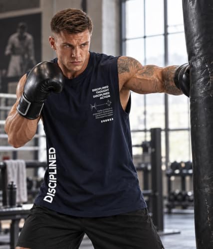 Image of SHODOX Men's 100% Cotton Tank Top | Round Neck Sleeveless Gym Vest | Loose Fit Casual Sportswear T-Shirt | Breathable & Lightweight Fitness Wear for Workout & Active Wear