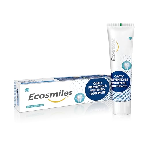 Ecosmiles Fluoride Anticavity Toothpaste for Adults, Cavity Protection Teeth Whitening with Xylitol and Remineralizing Hydroxyapatite, Tartar Remover SLS Free, Tooth Decay Enamel Repair, Mint 3.52 OZ