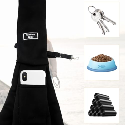 Kapokr Tragetasche Hund Tragbare Hundetragetasche für Hundetasche für Kleine Hunde Bis 7.5 kg Wendbarer Hundetragetuch für Spaziergänge und Aktivitäten Im Freien (Schwarz)