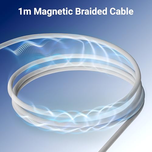 Image of Zebronics Type C - Type C Magnetic Braided Cable, 60 Watts, Upto 480Mbps Data Sync, Fast Charging, 1 M, Compatible with iPhone 15 & 16 Series, iPad, MacBook, Samsung, Android (Wattz 60MCC1, White)