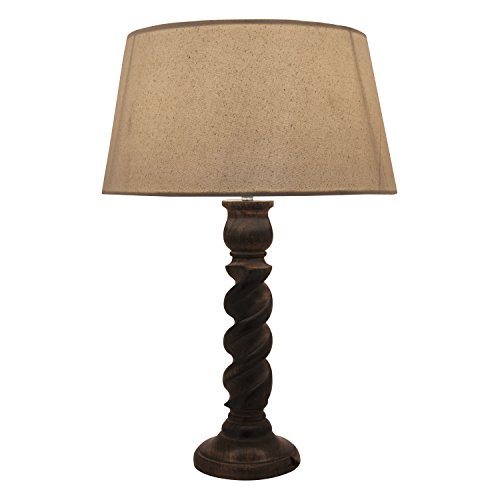Image of Homesake Classic Twister Wooden Table Lamp with Fabric Shade | Handcrafted Bedside Lamp with E27 Holder| Bulb Included |Warm Light Night Lamp for Bedroom, Living Room, Study & Home Decor, Beige