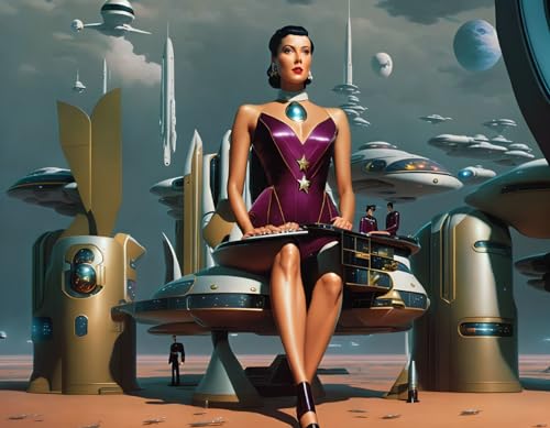 Poster mural toile Femme Starship Captain Meechi déco science-fiction 50x70