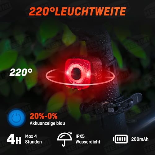 HENMI Fahrradlicht Set, Stvzo Zugelassen Rücklicht Fahrrad und Fahrradlicht Vorne,Type-C Led...