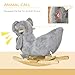 Qaba Kids Ride-On Rocking Horse, Koala-Shaped Rocker with Realistic Sounds for Children 18-36 Months, Gray