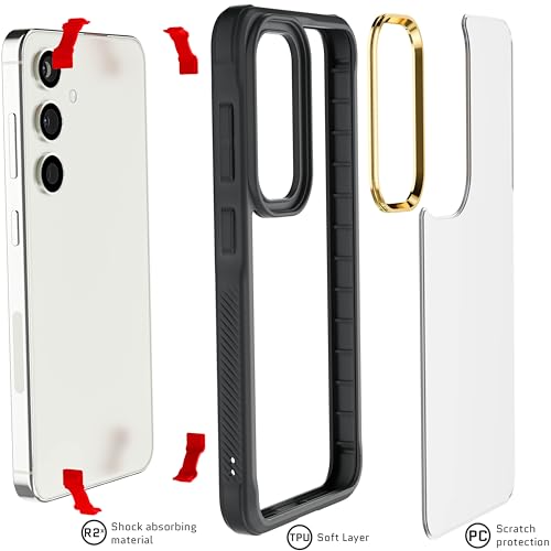 Image of Ghostek Covert Galaxy S24 Case Clear with Military Grade Shockproof Protection, Non-Slip Grip, Protective Silicone Phone Cover Designed for 2024 Samsung Galaxy S24 (6.2 inch) (Black)