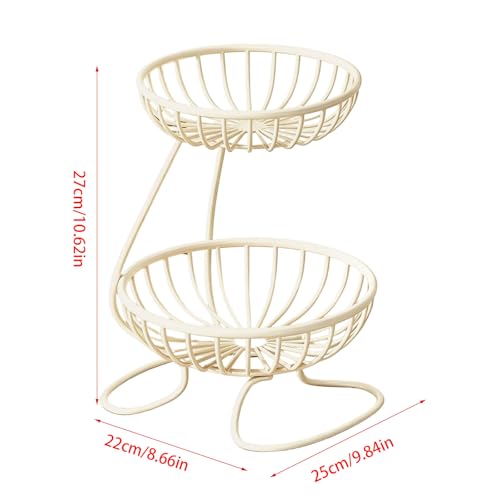 Cesta de frutas de hierro de metal negro con dos pisos para mesa de cocina 3