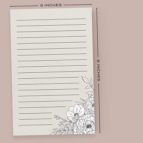 Image of Dashleigh Lux Floral Ivory and Black Notepad, 100 Sheets (5x8 in. - Lined)