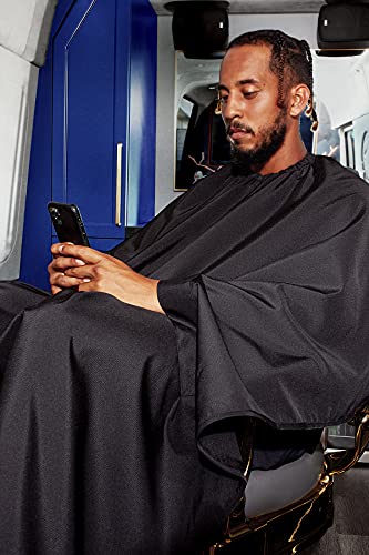 Barber Strong The Barber Cape Haircut Cover For Men, Hands Free, Hair Repelling And Static-Reducing Material, Flexible Elastic Neckband, Water Resistant Fabric, Oversized For Complete Coverage - Black #TOP1