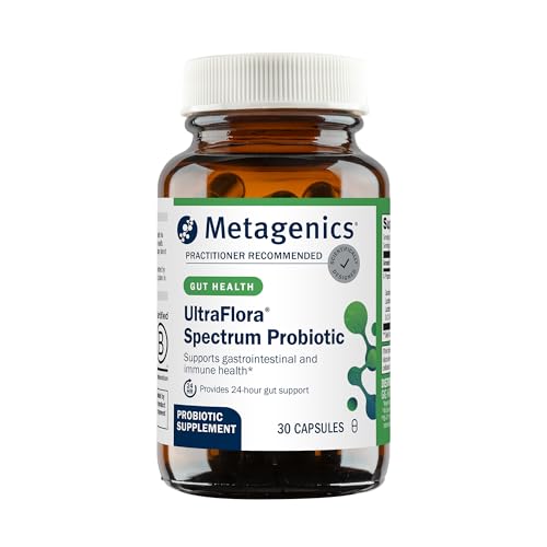 Metagenics UltraFlora Spectrum - Shelf-Stable Probiotic for Gut & Digestive Wellness, Healthy Microbiome & Flora Support* - Non-GMO & Gluten-Free - 1-Month Supply - 30 Capsules
