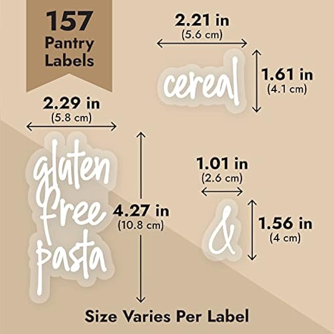 Talented Kitchen 157 Pantry Labels for Food Containers & Jars - White Script Vinyl, Laminated - Water-Resistant & Reusable Preprinted Set - Spice Jar Labels & Kitchen Organization & Storage