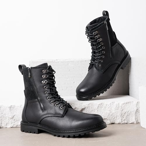 Image of Jousen Boots for Men Leather Casual Dress Shoes Combat Boots Men(AMY8409 allblack 08)