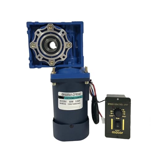 RV40 60W 220V AC Worm Gear Dual Output Shaft Motor with Self-Locking Function with Speed Regulator Adjustable-Speed CW CCW(0-280rpm)