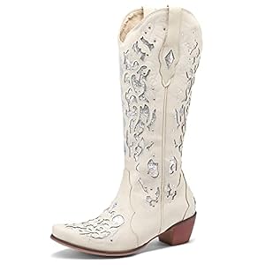 RUKOEVIM Damess Embroidered Cowboy Laarzen
