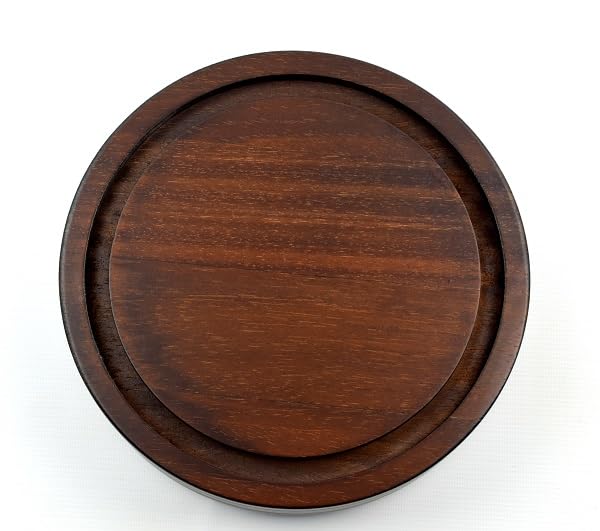 EMH Dark Brown Wooden Base With Yellow Pattern 23.2 cm for Glass Dome