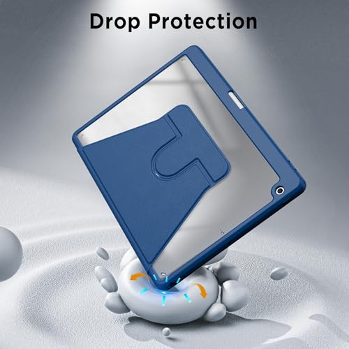 CACOE Case for iPad 9th/8th/7th Generation with Pencil Holder 2021/2020/2019 10.2 inch, 360 Rotating Stand Shockproof Cover for iPad 9/8/7 Gen, Sky Blue - Image 4