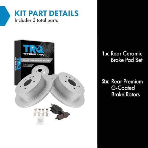 Image of TRQ Rear Brake Pad and Rotor Set Ceramic Coated Rotors Compatible with 2009-2015 Toyota Venza