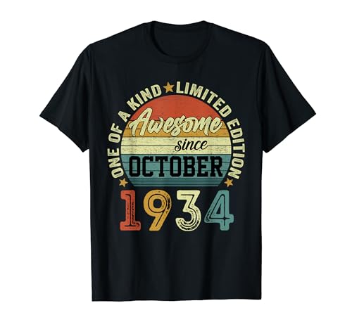 90 Años Cumpleaños Regalos Originale Hombre Octubre 1934 Camiseta
