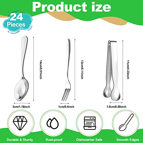 Cacaso 24 Pieces Charcuterie Accessories,Stainless Steel Charcuterie Utensils With Spoons Forks Tongs,Appetizer Forks And Small Spoons,Mini Serving Tongs For Party Salad Dessert Coffee Cocktail #TOP1