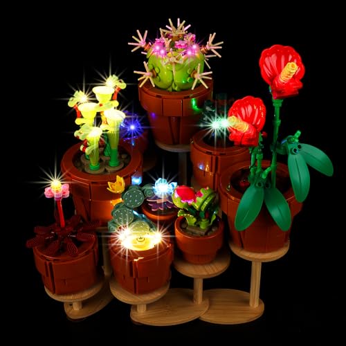 Kyglaring Display Stand and LED Lighting Kit for Lego 10329 Icons Tiny Plants Building Set - Multiple Stand Display Options and Led Lights Upgrades for Lego Tiny Plants Set