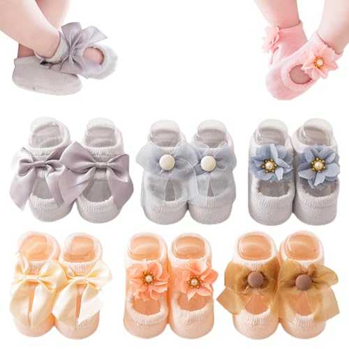 Beyonddraw Baby Ballet Socks,3pair Non-skid Socks Shoes for Baby Girls,Newborn Cotton Toddler Lace Bowknot Flower Walker Sock