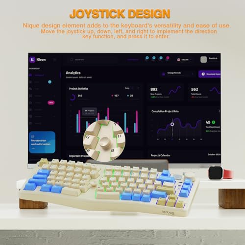 Image of CORBOBO x LEOBOG Alice A75 Ergonomic Keyboard, Wireless Mechanical Gaming Keyboard Tri-Mode BT5.0 /2.4G /Wired with Joystick and Knob, 75% Layout RGB Backlit Hot Swappable Linear Switches for Win