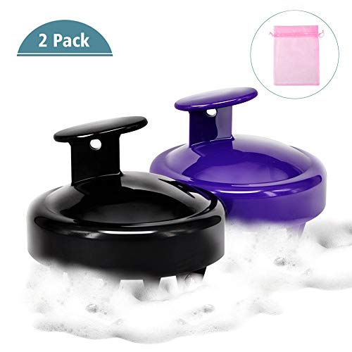 (2- Pack) Shampoo Brush Hair Scalp Massager, Chialstar Scalp Care Massage Brush with Soft Silicone Rubber Hair Brush [Wet & Dry] Perfect for Women, Men, Kids and Pets (Black & Purple)