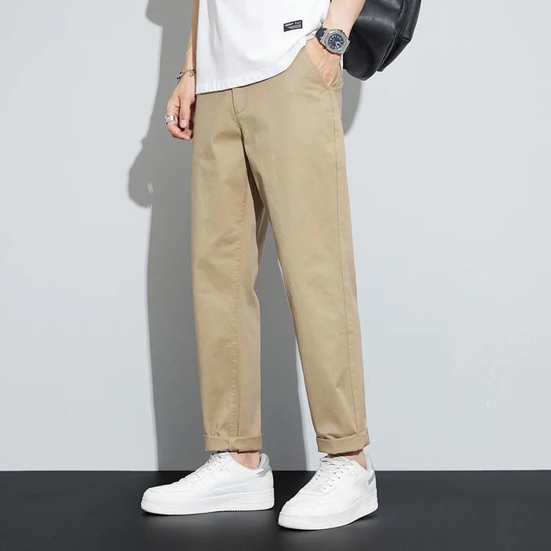 Men's Summer Ankle-Length Casual Pants Thin Business Straight Work Solid Color Trousers Male2