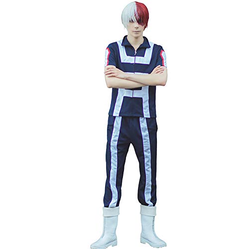 Nuoqi for My Hero Academia Outfit Bnha Gym Gymnastics Uniforms Mens Training Suit Cosplay Costume Unisex XL Navy Blue