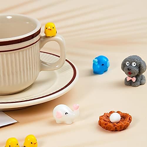 100 Pieces Mini Resin Slime Charm Duck Tiny Animal Figurine Miniature Duck Figurine Tiny Animal Figurine Micro Landscape Aquarium Dollhouse Ornament for Christmas Accessory (Cute Style)