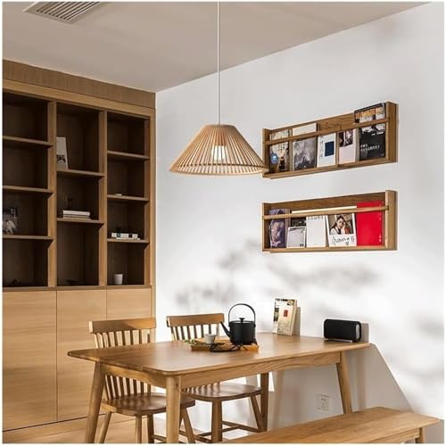 Lámpara de techo de madera E27 colgante ajustable para salón y dormitorio de diseño japonés 3