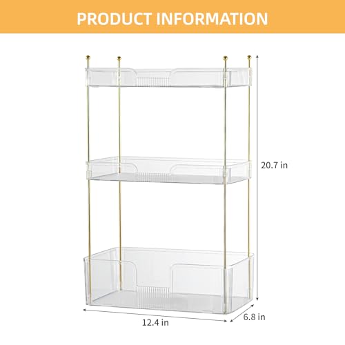 Image of Akinbas 3 Tier Bathroom Organizer Countertop Makeup Perfume Tray Skincare Organizer for Bathroom Dresser Vanity (White)