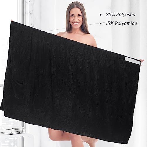Image of 4 Pcs Towel Wrap for Women Waffle Spa Robe with Adjustable Closure Elastic Top Lightweight Wraps for Bath Shower