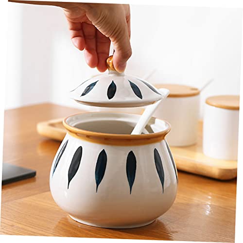 Pot en céramique pour assaisonnement avec couvercle élégant et pratique