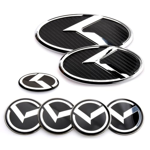 AULPEE 7PCS Vintage K Badge,Front Hood Rear Trunk Emblem Compatible with Vintage K Auto Accessories (CarbonFiber-Chrome)