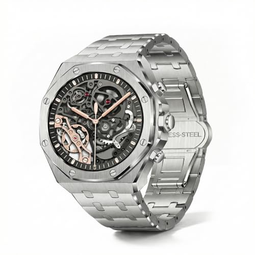 ALPHAGEAR Chief Smartwatch for Men, Premium Hex Bezel Metal Smart Watch, AI Voice Assistant, 14-Day Battery, AMOLED Display, Bluetooth Calling, Stainless Steel, Water Resistant, Silver