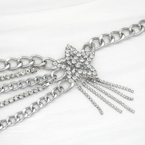 Multilayer Chain Belt for Women Rhinestone Chain Belts Punk Waist Chain4