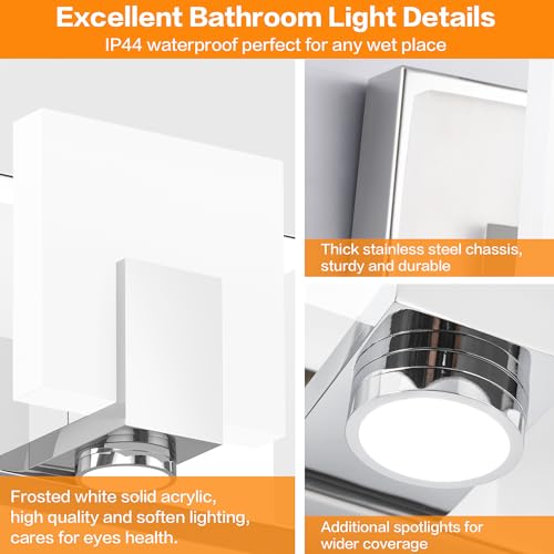Image of SOLFART Vanity Lights for Mirror LED Modern Gloss Chrome Bathroom Lighting Fixtures Over Mirror Dimmable 5 Lights