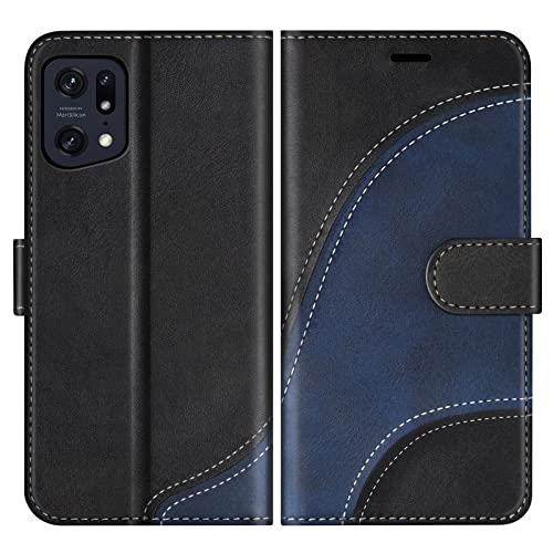 BoxTii Hülle für Oppo Find X5 Pro, PU Leder Handyhülle für Oppo Find X5 Pro, Ledertasche Klapphülle Schutzhülle mit Kartenfächer & Magnetverschluss, Schwarz