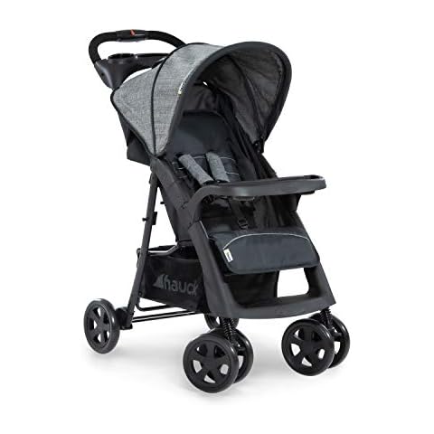 Hauck Kinder Buggy Shopper Neo II mit zwei Getränke- und Zubehör Ablagen, Einhändig Klein Zusammenklappbar, Leicht, Bis 25 kg, mit Liegefunktion, Tasche im Verdeck, XL Einkaufskorb, Melange Grau Cover