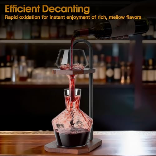 Image of Wine Decanter, High-Efficiency Wine Decanter, Borosilicate Glass Decanter and Funnel, with Solid Wood Base & Stainless Steel Stand, for Home, Bar, Restaurant, Ideal Gift for Wine Lovers