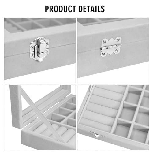 Image of Vicoter Rings Organizer Tray 7 Slots Velvet Jewelry Earring Storage Box