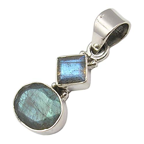 925 Stamp Pure Sterling Silver Labradorite Necklace Pendant 1.2