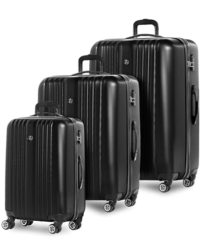 FERGÉ Set 3 valises rigides Extensible à roulettes Toulouse | Lot de 3 - Trolley Voyage | Ensemble de Bagages Noir