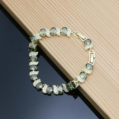 Image of LMXXVJ Fashion Tennis Bracelet Created Emerald White Gold Plated Charm Bracelet Gifts Jewelry for Women