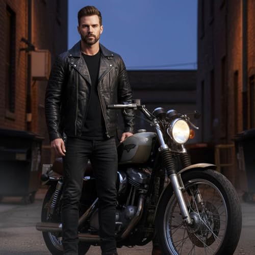 Image of Milwaukee Leather SFM1885 Men's Black Leather Fashion Jacket with Piping Design